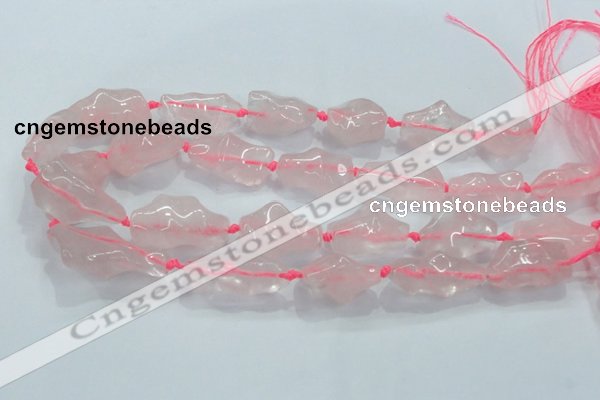 CNG422 15.5 inches 15*20mm - 22*34mm nuggets rose quartz beads