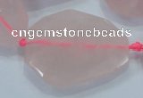 CNG481 15.5 inches 30*40mm twisted & faceted nuggets rose quartz beads
