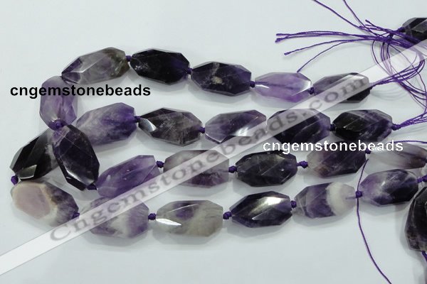 CNG482 15.5 inches 20*30mm twisted & faceted nuggets amethyst beads