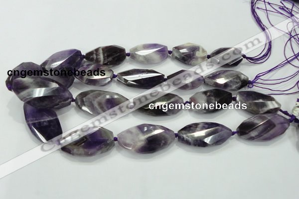 CNG483 15.5 inches 20*32mm twisted & faceted nuggets amethyst beads