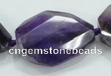 CNG484 15.5 inches 28*35mm twisted & faceted nuggets amethyst beads