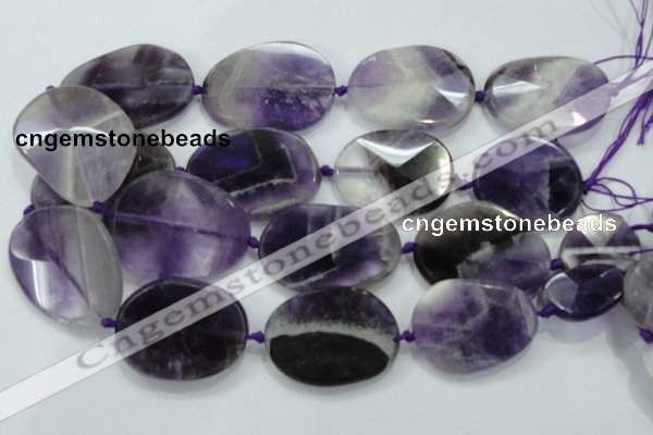 CNG485 20*30mm - 35*45mm twisted & faceted nuggets amethyst beads