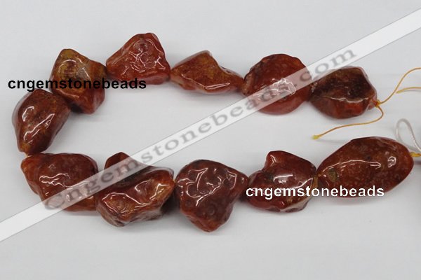 CNG49 15.5 inches 28*32mm nuggets red agate gemstone beads