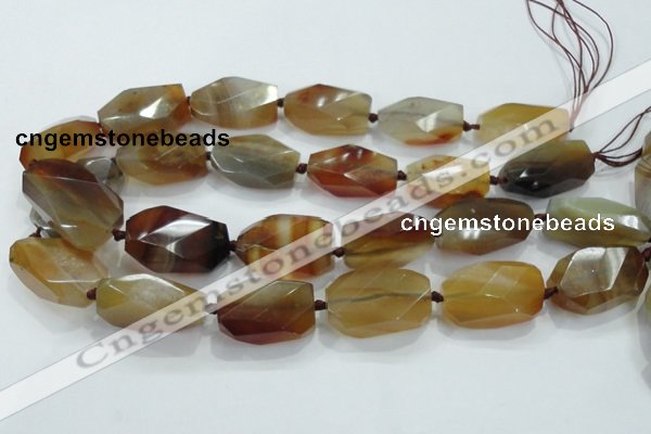 CNG490 15 inches 18*32mm twisted & faceted nuggets agate beads