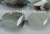 CNG492 15 inches 18*25mm – 25*32mm twisted & faceted nuggets agate beads