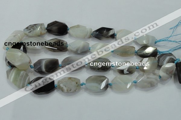 CNG492 15 inches 18*25mm – 25*32mm twisted & faceted nuggets agate beads