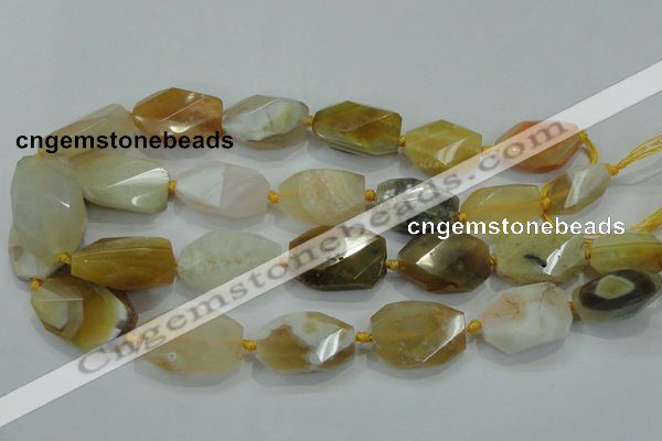 CNG493 15 inches 15*20mm – 20*32mm twisted & faceted nuggets agate beads