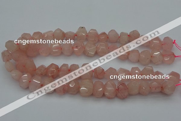 CNG5005 15.5 inches 12*16mm - 15*20mm faceted nuggets rose quartz beads