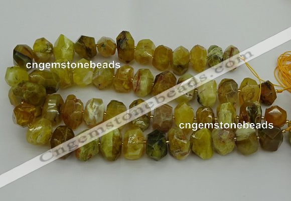 CNG5095 13*18mm - 15*20mm faceted nuggets yellow & green opal beads