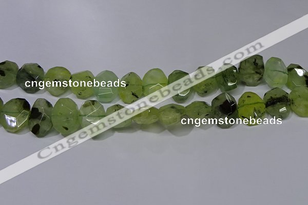 CNG5135 15*18mm - 15*20mm faceted freeform green rutilated quartz beads
