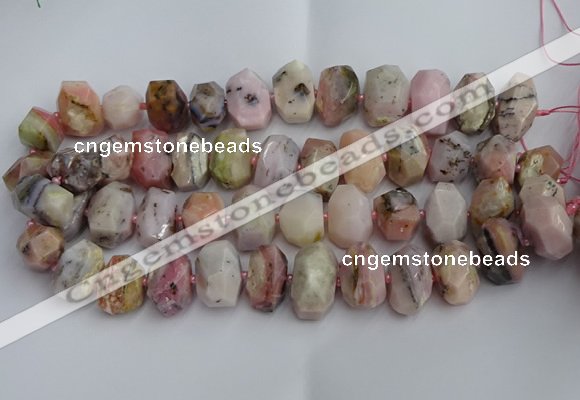 CNG5205 12*16mm - 15*20mm faceted nuggets pink opal gemstone beads