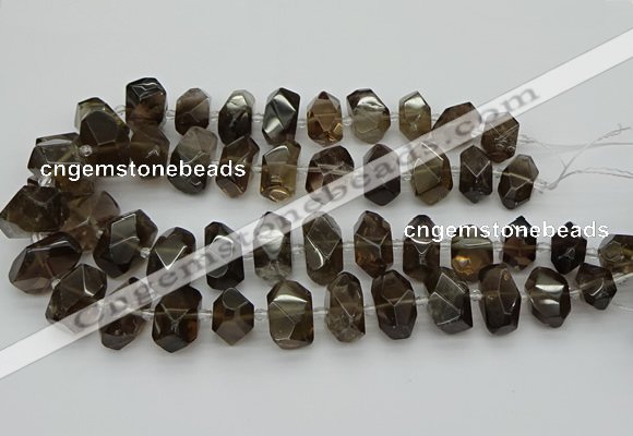 CNG5214 15.5 inches 12*16mm - 15*20mm faceted nuggets smoky quartz beads