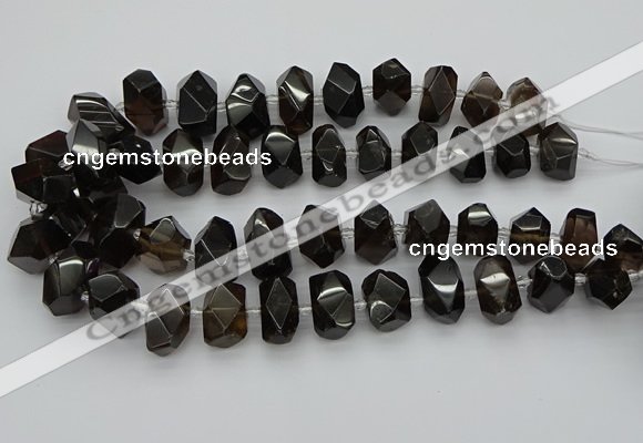 CNG5215 15.5 inches 12*16mm - 15*20mm faceted nuggets smoky quartz beads