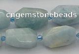 CNG5228 15.5 inches 12*16mm - 15*25mm faceted nuggets aquamarine beads