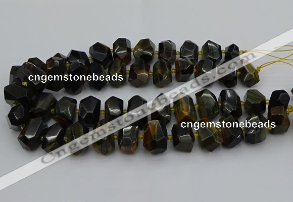 CNG5275 15.5 inches 12*16mm - 15*20mm faceted nuggets blue tiger eye beads