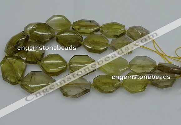 CNG5284 15.5 inches 20*30mm - 35*45mm faceted freeform lemon quartz beads