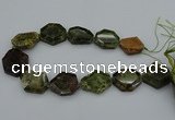 CNG5314 15.5 inches 20*30mm - 35*45mm freeform green garnet beads