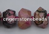 CNG5326 15.5 inches 12*16mm - 15*20mm faceted nuggets rhodonite beads