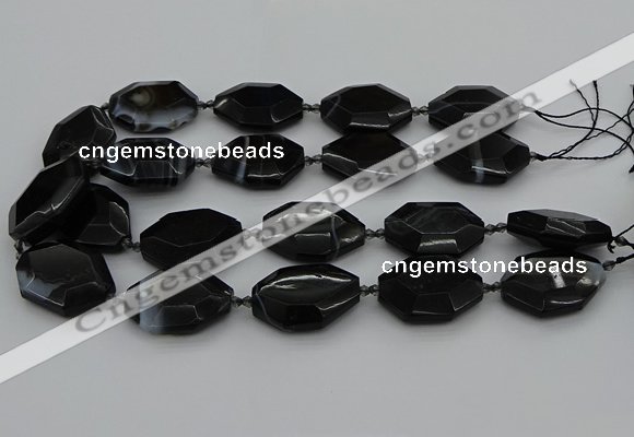 CNG5350 15.5 inches 25*35mm - 30*40mm faceted freeform agate beads