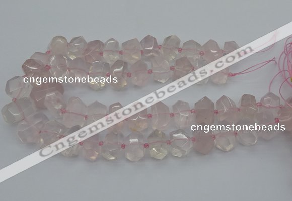 CNG5366 15.5 inches 12*16mm - 15*20mm faceted nuggets rose quartz beads