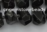 CNG5368 12*16mm - 15*20mm faceted nuggets black tourmaline beads