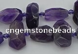 CNG5370 15.5 inches 10*15mm - 15*25mm faceted nuggets amethyst beads