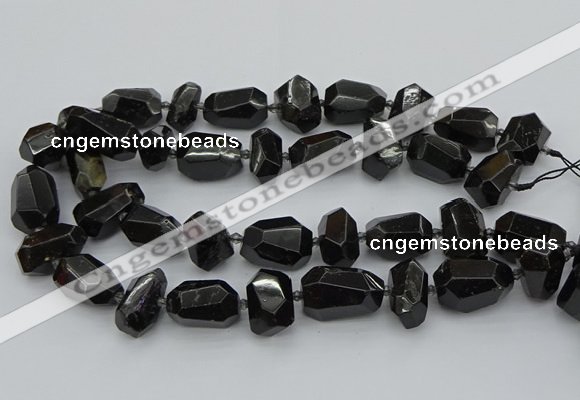 CNG5373 12*16mm - 18*25mm faceted nuggets black tourmaline beads