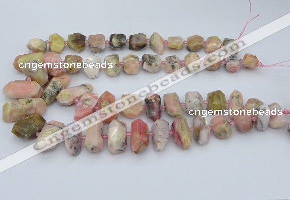 CNG5382 15.5 inches 10*14mm - 15*25mm faceted nuggets pink opal beads