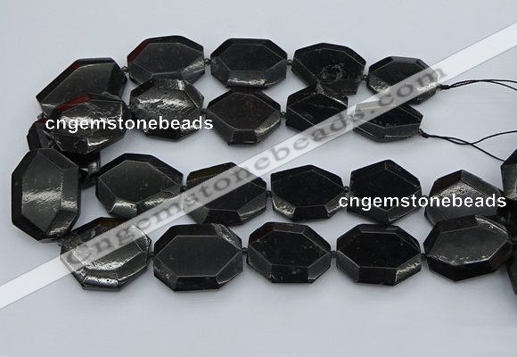 CNG5407 20*30mm - 35*45mm faceted freeform black tourmaline beads