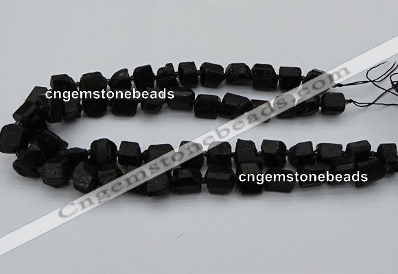 CNG5458 15.5 inches 8*12mm - 12*16mm nuggets black tourmaline beads