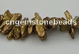 CNG5463 15.5 inches 6*10mm - 8*20mm nuggets plated quartz beads