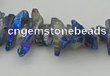 CNG5466 15.5 inches 6*10mm - 8*20mm nuggets plated quartz beads