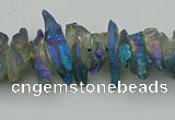 CNG5467 15.5 inches 6*10mm - 8*20mm nuggets plated quartz beads