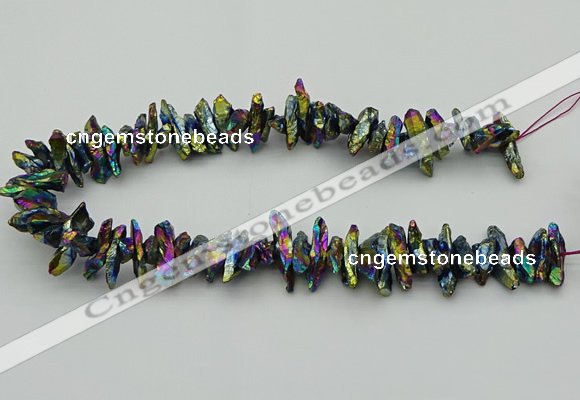 CNG5469 15.5 inches 6*10mm - 8*20mm nuggets plated quartz beads