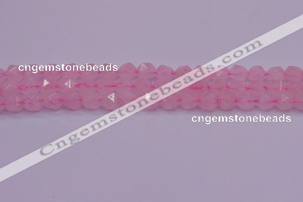 CNG5483 15.5 inches 10mm faceted nuggets rose quartz beads