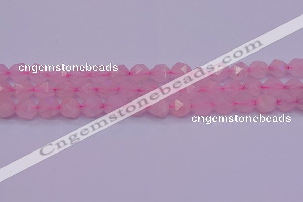 CNG5484 15.5 inches 12mm faceted nuggets rose quartz beads