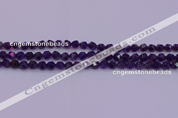 CNG5491 15.5 inches 6mm faceted nuggets amethyst gemstone beads