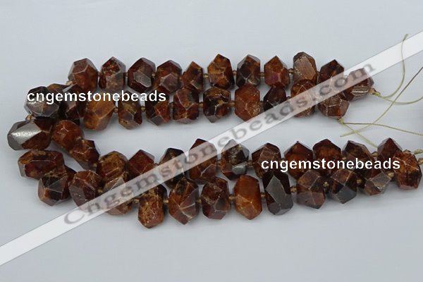 CNG5517 12*16mm - 15*20mm faceted nuggets orange garnet beads