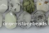 CNG5520 12*16mm - 15*20mm faceted nuggets white opal gemstone beads