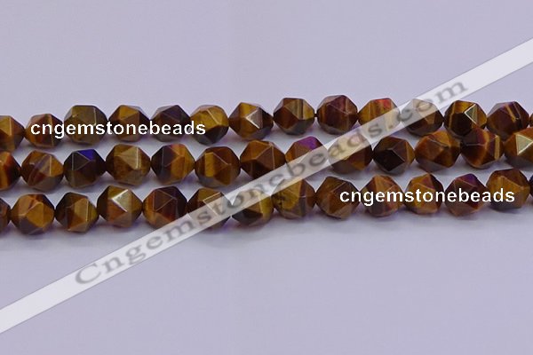 CNG5579 15.5 inches 12mm faceted nuggets yellow tiger eye beads