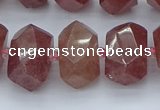 CNG5584 12*16mm - 15*20mm faceted nuggets strawberry quartz beads