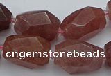 CNG5585 12*16mm - 15*25mm faceted nuggets strawberry quartz beads