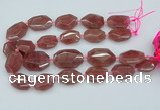 CNG5594 20*25mm - 25*35mm faceted freeform strawberry quartz beads