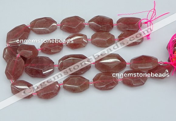 CNG5594 20*25mm - 25*35mm faceted freeform strawberry quartz beads