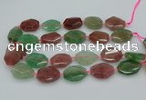 CNG5596 20*25mm - 25*35mm faceted freeform mixed strawberry quartz beads