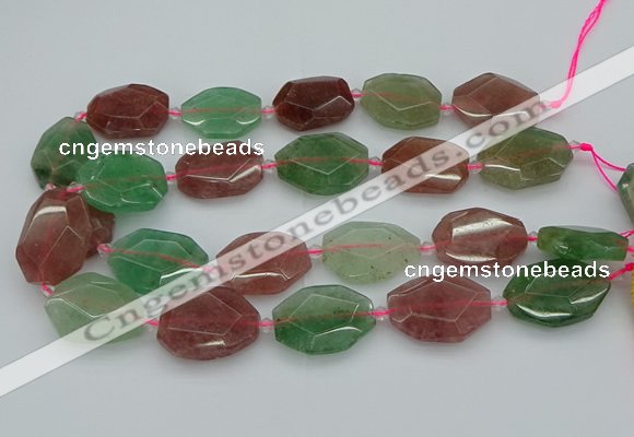 CNG5596 20*25mm - 25*35mm faceted freeform mixed strawberry quartz beads