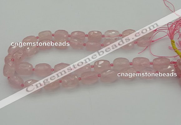 CNG5608 15.5 inches 10*14mm - 13*18mm faceted nuggets rose quartz beads