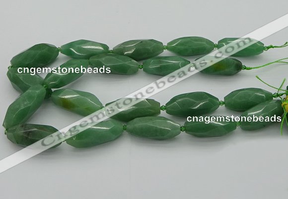 CNG5614 15.5 inches 15*35mm - 18*40mm faceted rice green aventurine beads