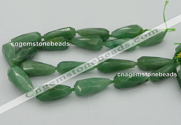 CNG5615 15*35mm - 18*45mm faceted teardrop green aventurine beads