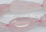 CNG5630 15.5 inches 15*35mm - 18*45mm faceted teardrop rose quartz beads